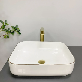 Раковина для ванной VBI PALERMO 50x39 см керамика белый с каймой цвета розового золота VBI-012307