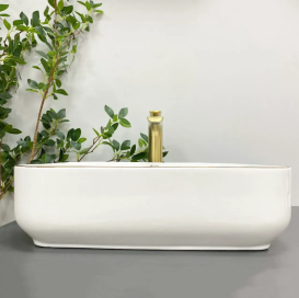 Раковина для ванної кімнати VBI PALERMO 50x39 см кераміка білий з золотою каймою VBI-012308