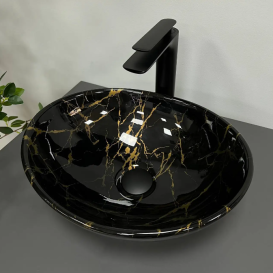 Раковина для ванной VBI PARMA 41,5x33,5 см керамика черный мрамор глянцевый VBI-011004
