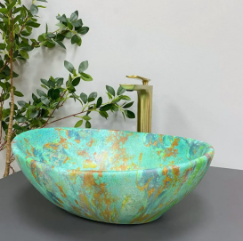 Раковина для ванной VBI PARMA  41,5x33,5 см керамика мрамор зеленый матовый VBI-011003