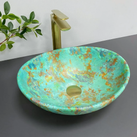 Раковина для ванной VBI PARMA  41,5x33,5 см керамика мрамор зеленый матовый VBI-011003