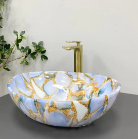 Раковина для ванной VBI PARMA 41,5x33,5 см керамика мрамор синий глянцевый VBI-011016