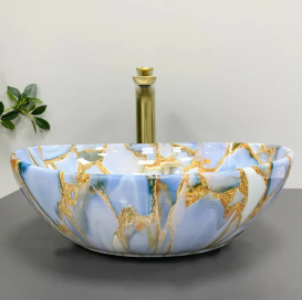 Раковина для ванной VBI PARMA 41,5x33,5 см керамика мрамор синий глянцевый VBI-011016