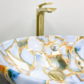 Раковина для ванной VBI PARMA 41,5x33,5 см керамика мрамор синий глянцевый VBI-011016