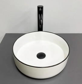 Раковина для ванної VBI Prato ⌀35,5 см кераміка White Black Edge VBI-011414