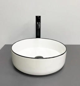 Раковина для ванної VBI Prato ⌀35,5 см кераміка White Black Edge VBI-011414