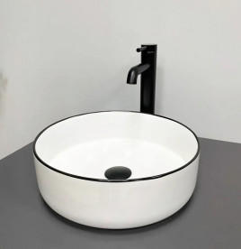 Раковина для ванної VBI Prato ⌀35,5 см кераміка White Black Edge VBI-011414
