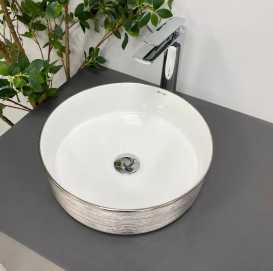 Раковина для ванной VBI PRATO 36x36 см керамика серебряный/белый VBI-011407