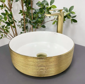 Раковина для ванной VBI PRATO 36x36 см керамика золотой/белый VBI-011408
