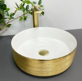 Раковина для ванной VBI PRATO 36x36 см керамика золотой/белый VBI-011408