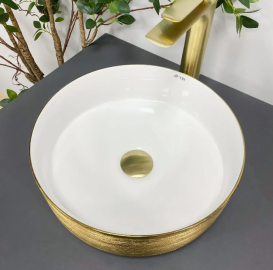 Раковина для ванной VBI PRATO 36x36 см керамика золотой/белый VBI-011408
