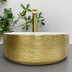 Раковина для ванной VBI PRATO 36x36 см керамика золотой/белый VBI-011408