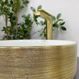 Раковина для ванной VBI PRATO 36x36 см керамика золотой/белый VBI-011408