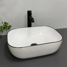 Раковина для ванної VBI Ravenna 45,5х32,5 см кераміка white black edge VBI-011224