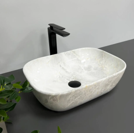 Раковина для ванної кімнати VBI RAVENNA 46,5x32,5  см кераміка світлий камінь глянсовий VBI-011206