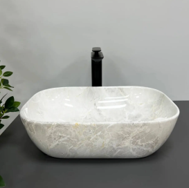 Раковина для ванної кімнати VBI RAVENNA 46,5x32,5  см кераміка світлий камінь глянсовий VBI-011206