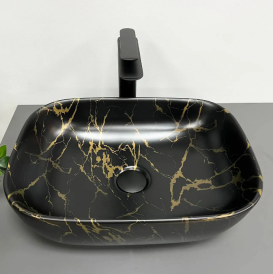 Раковина для ванной VBI RAVENNA 46x32,5 см керамика мрамор черный матовый VBI-011209