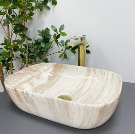 Раковина для ванной VBI RAVENNA  46x32,5 см керамика травертин глянцевый VBI-011204