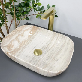 Раковина для ванной VBI RAVENNA  46x32,5 см керамика травертин глянцевый VBI-011204