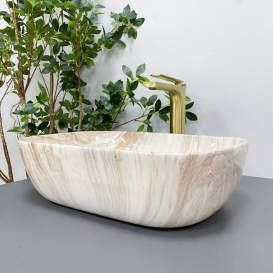 Раковина для ванной VBI RAVENNA  46x32,5 см керамика травертин глянцевый VBI-011204