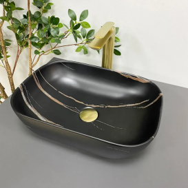 Раковина для ванної кімнати VBI RAVENNA 46x32,5 см кераміка чорний камінь матовий VBI-011214