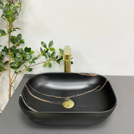 Раковина для ванної кімнати VBI RAVENNA 46x32,5 см кераміка чорний камінь матовий VBI-011214