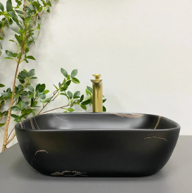 Раковина для ванної кімнати VBI RAVENNA 46x32,5 см кераміка чорний камінь матовий VBI-011214