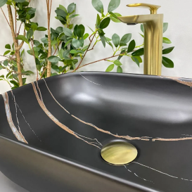 Раковина для ванної кімнати VBI RAVENNA 46x32,5 см кераміка чорний камінь матовий VBI-011214