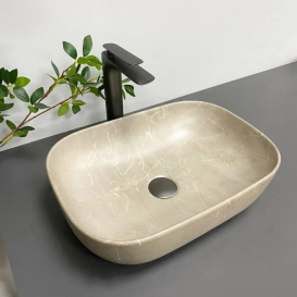 Раковина для ванной VBI RAVENNA 46x32,5 см керамика бежевый камень матовый  VBI-011215