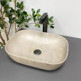 Раковина для ванной VBI RAVENNA 46x32,5 см керамика бежевый камень матовый  VBI-011215