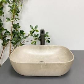 Раковина для ванной VBI RAVENNA 46x32,5 см керамика бежевый камень матовый  VBI-011215