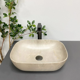 Раковина для ванной VBI RAVENNA 46x32,5 см керамика бежевый камень матовый  VBI-011215