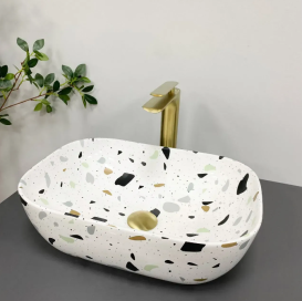 Раковина для ванної кімнати VBI RAVENNA 46x32,5 см кераміка терраццо глянсовий VBI-011219