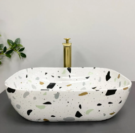 Раковина для ванної кімнати VBI RAVENNA 46x32,5 см кераміка терраццо глянсовий VBI-011219