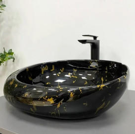 Раковина для ванной VBI Riccia 51х41 см керамика Black marmo glossy VBI-017201