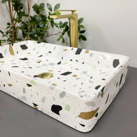 Раковина для ванной VBI TRIEST 61,5x35 см керамика терраццо глянцевый VBI-012706