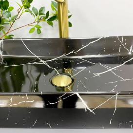 Раковина для ванної кімнати VBI TRIEST 61,5x35 см кераміка чорний мармо глянсовий VBI-012707