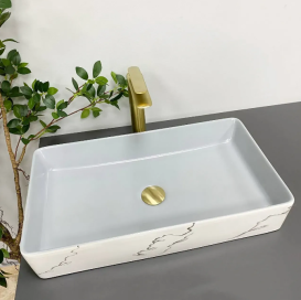 Раковина для ванної кімнати VBI TRIEST 61,5x35 см кераміка мармо сірий VBI-012708