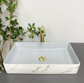 Раковина для ванної кімнати VBI TRIEST 61,5x35 см кераміка мармо сірий VBI-012708