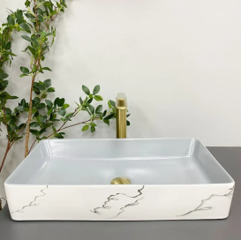 Раковина для ванної кімнати VBI TRIEST 61,5x35 см кераміка мармо сірий VBI-012708