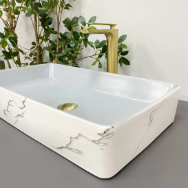 Раковина для ванної кімнати VBI TRIEST 61,5x35 см кераміка мармо сірий VBI-012708