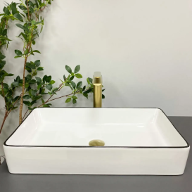 Раковина для ванної кімнати VBI TRIEST 61,5x35 см кераміка білий з чорною каймою VBI-012710