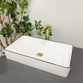 Раковина для ванної кімнати VBI TRIEST 61,5x35 см кераміка білий з чорною каймою VBI-012710