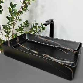 Раковина для ванной VBI TRIEST 61x35 см керамика черный камень матовый VBI-012703