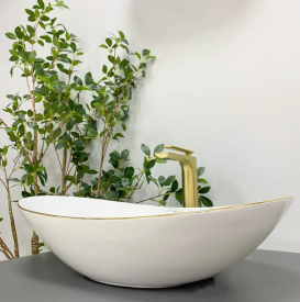 Раковина для ванной VBI TURIN 60x36 см керамика белый с золотой каймой VBI-011508