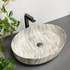 Раковина для ванной VBI UDINE 55x41 см керамика камень глянцевый VBI-012102