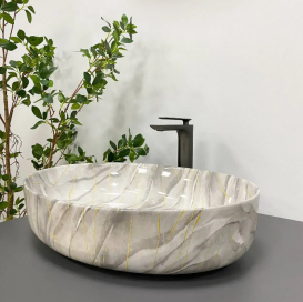 Раковина для ванной VBI UDINE 55x41 см керамика камень глянцевый VBI-012102