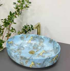 Раковина для ванной VBI UDINE 55x41 см керамика мрамор синий матовый VBI-012103