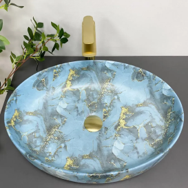 Раковина для ванной VBI UDINE 55x41 см керамика мрамор синий матовый VBI-012103