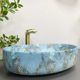 Раковина для ванной VBI UDINE 55x41 см керамика мрамор синий матовый VBI-012103
